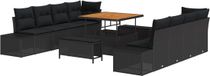 vidaXL Tuinbank Set Zwart Poly Rattan