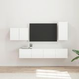 Maison Exclusive - Étagère murale TV, set de 4 pièces, blanc laqué, panneau de particules