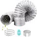 PromoHome Tuyau d'évacuation 125mm 3 mètre Tuyau flexible en aluminium avec 2x colliers de serrage en acier inoxydable et ruban adhésif en aluminium pour climatiseur sèche-linge hotte aspirante - Argent