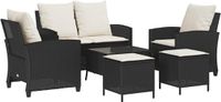 vidaXL 6-delige Loungeset met kussens polyrattan zwart