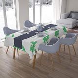 Bonamaison Tafelkleed, Anti-Mold, Sneldrogend, Waterdicht, 100% Polyester Tafellaken, Petroleum Groen, Wit, 140 x 200 Cm