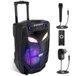 Pyle Draagbare Bluetooth Speaker 800W – Krachtig Geluid, Draadloze Microfoon, 30,5 cm Subwoofer, Wielen, 4 Uur Batterijduur, TWS, Party Lichten, FM Radio – Voor Karaoke en Feesten