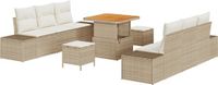 vidaXL Banc de jardin beige poly rotin 9 coussins