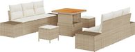 vidaXL Banc de jardin beige poly rotin 9 coussins