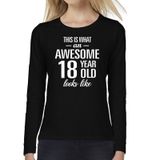 Bellatio Decorations Awesome 18 year - geweldige 18 jaar cadeau shirt long sleeves zwart dames - Verjaardag cadeau XXL