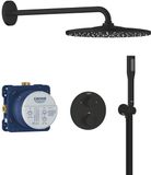 GROHE Precision Inbouwdouche - Met Thermostaatkraan - Vitalio Rain Mono 310 Hoofddouche (1 Straalsoort) & Vitalio Get Stick Handdouche (1 Straalsoort) - Rond Design - Matte Black