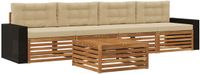 vidaXL - Buiten - bank - set - 5 - st - Natuurlijk - en - Beige - Massief - Acacia - Hout