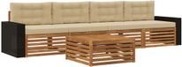vidaXL - Ensemble de canapé d'extérieur - 5 pièces - Naturel et Beige - Bois d'acacia massif
