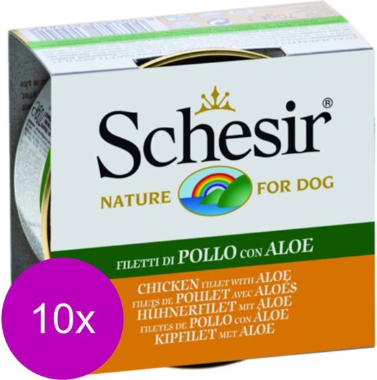 Schesir Hond Blik Gelei 150 g - Hondenvoer - 10 x Kipfilet&AloÃ« Vera