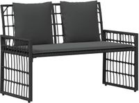 vidaXL Tuinbank Zwart en donkergrijs Staal en Polyrattan 116 x 55 x 82 cm