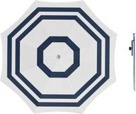 Merkloos Parasol - Wit/blauw - D160 cm - incl. draagtas - parasolharing - 49 cm