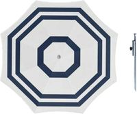 Merkloos Parasol - Wit/blauw - D160 cm - incl. draagtas - parasolharing - 49 cm