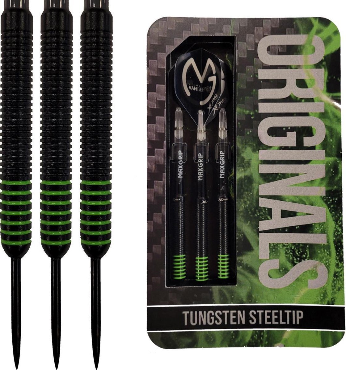 XQmax Darts XQ Max - Michael van Gerwen Black-Green Originals - 23 gram - 90% tungsten - dartpijlen