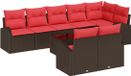 vidaXL Tuinbankenset 9 st Bruin en Rood poly rattan