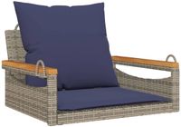 vidaXL Schommelbank met kussens, polyrattan, grijs