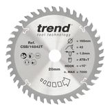 Trend Wood CSB/16842T Accu-cirkelzaagblad, diameter 168 mm, 20 mm boring, 42 tanden, 1,8 mm snijvoeg, +10° haak, TCT, fijn oppervlak