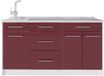 Vicco Keukenblok Fame-Line, Bordeauxrode hoogglans/Wit, 150 cm zonder werkblad