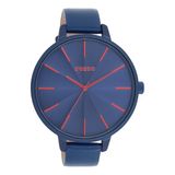 OOZOO Timepieces - Blauw dames polshorloge met blauwe leren band - C11252