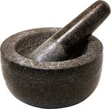 Jade Temple steenvijzel met stamper, in set, effectieve en eenvoudige vijzels, van massief graniet, met een diameter van 13 cm en 7 cm hoogte