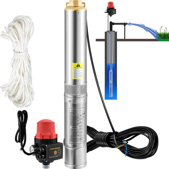 Vevor 750W Diepe Bronpomp Pijppomp Bronpomp Zandpomp Pomp 105l/Min 62m
