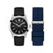 Guess GW0630G1 Heren Polshorloge Zwart Leer Zilverkleurig Staal Kwarts Analoog 44mm