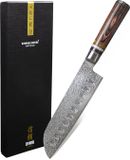 Shinrai Japan Shinrai Knives Santokumes 18 cm Koksmes Damascus Mes Micarta Jewels Met Luxe Geschenkdoos Keukenmes Japans Koksmes