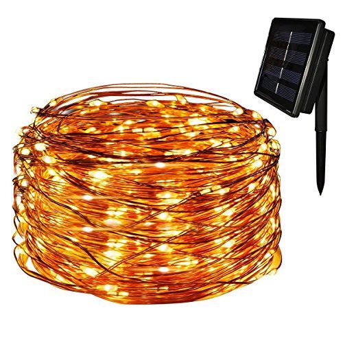 Tuokay Tuinverlichting op Zonne-energie, Kerstverlichting Buiten, Waterdichte 72ft 22m 200 LED 8 Modi, Decoratieve Koperdraad Lichtslingers voor Tuinhuisje Terras Gazon Bruiloftsornament (Warm Wit)
