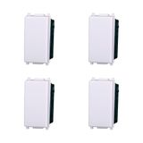Elektronova Eenpolige knop 1P 10A wit compatibel met Vimar Plana Kit 4 stuks 1001