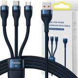 Baseus Flash Series USB Cable USB Type C / Lightning / micro-USB 100 W 1.2 m Blue