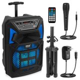 Pyle Draagbare Bluetooth PA Luidspreker Systeem - 400W Draagbare Bluetooth Speaker PA Systeem met Afstandsbediening, Microfoon, Microfoon Ingang, Feestverlichting, MP3/USB SD Kaartlezer, FM Radio