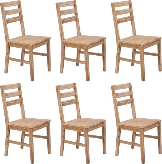 vidaXL Eetkamerstoelen 6 st massief acaciahout