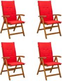 vidaXL Ligstoelen voor Tuin 4 st Naturel Massief Acacia Hout