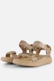 Woden LEGACY ONE A/S Sandalen Line Glitter Vrouwen Platte sandalen 41 Coffee Cream Textiel Rubber Klittenband Lente/Zomer 2025