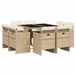 vidaXL 9-delige tuinset met kussens, beige, van polyrotan