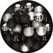 Merkloos / Sans marque Kleine kerstballen - 28x st - zwart en zilver - D3 cm - kunststof - kerstversiering