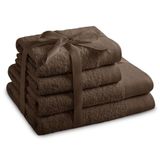 AmeliaHome Handdoekenset bruin, 2 handdoeken 50 x 100 cm en 2 douchehanddoeken 70 x 140 cm, 100% katoen, kwaliteit absorberend, chocolade amari