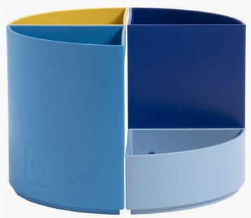 Exacompta Bee Pen Holder - Blue/Yellow - Plastic - 4 Compartments
