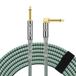 OTraki Gitaarkabel met 6,3 mm, 3 m instrumentenkabel, groen gevlochten gitaarkabel met schuine stekker en 1 standaard jack voor elektrische gitaar, basgitaar, toetsenbord (1 stuk)
