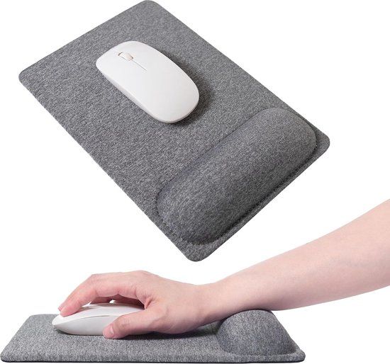 Merkloos SenseAGE Muismat met polssteun, ergonomische muismat met antislipbasis voor thuis, op kantoor en op reis, comfortabel, lichtgewicht voor gemakkelijk typen en pijnverlichting, Grijs