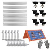 Système de montage de panneaux solaires pour toits en tuiles, aluminium, pour 2 modules, adapté aux tuiles d'une épaisseur de 30-35 mm