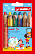 STABILO woody 3 in 1, multitalent kleurpotlood, etui met 6 kleuren