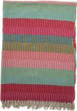 Bloomingville Plaid Isnel - 160x130cm - vert, rose, bleu rayé - coton recyclé