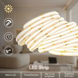 Briloner Cob LED Strip 5 meter - Dimbaar - Warm Wit Licht - Met Afstandsbediening