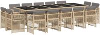 vidaXL 15-delige Tuinset met kussens, poly rattan, gemengd beige