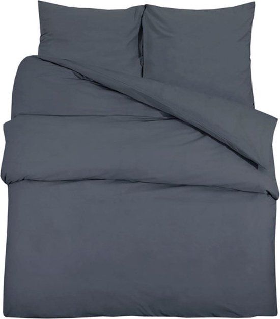 vidaXL Dekbedovertrekset - Antraciet - 135x200 cm - Microvezel