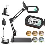 Lampe de bureau loupe LED, grossissement 10x, 5 modes de couleur, rectangulaire