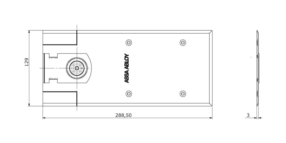 ASSA ABLOY AC619 Afdekplaat (AC619) RVS geborsteld voor DC450 serie vloerveren.