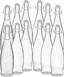 Alessandro Beugelflessen / weckflessen Pure - glas - 12x stuks - luchtdicht - 1 liter - waterfles - sierlijk motief