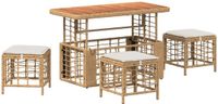 vidaXL Tuin eettafelset 4 st Natuur en Wit Poly Riet en Acaciahout