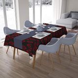 Bonamaison Tafelkleed, Anti-Mold, Sneldrogend, Waterdicht, 100% Polyester Tafellaken, rood Zwart, 140 x 200 Cm